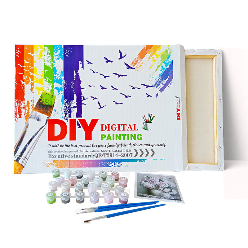 Purple Flowers & Vase - DIY Painting By Numbers Kit