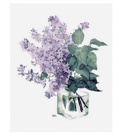 Purple Flowers & Vase - DIY Painting By Numbers Kit