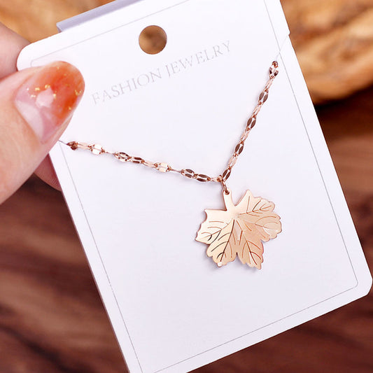Titanium leaf necklace