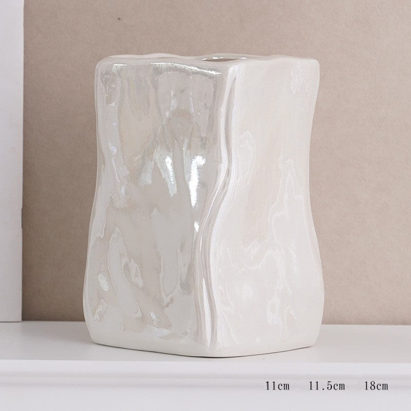 Ceramic Decorative Vase Water Raised Flowers Building Blocks Living Room