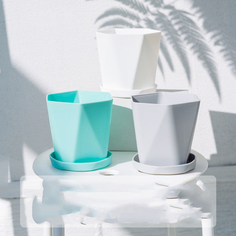 Balcony Household Plastic Flower Pot Resin Nordic Simple White