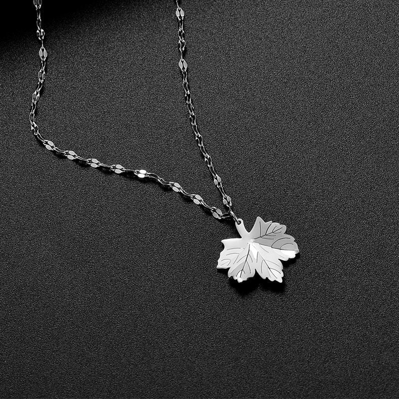 Titanium leaf necklace