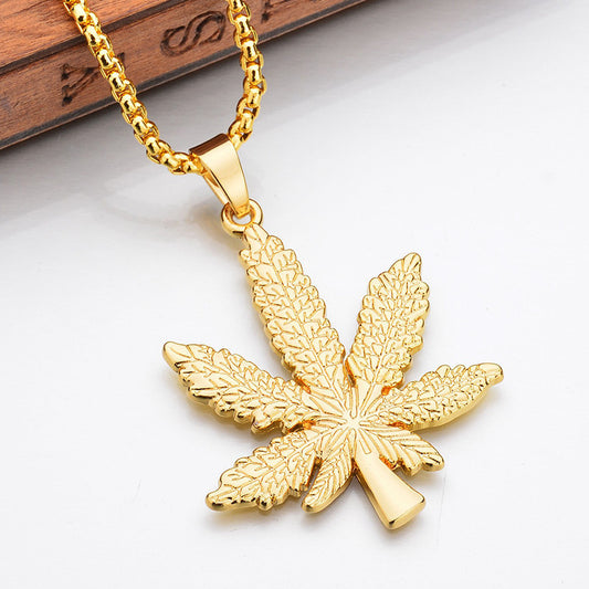 Maple Leaf Pendant Long Women's Necklace