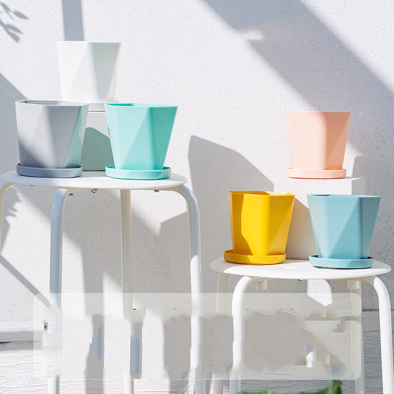 Balcony Household Plastic Flower Pot Resin Nordic Simple White